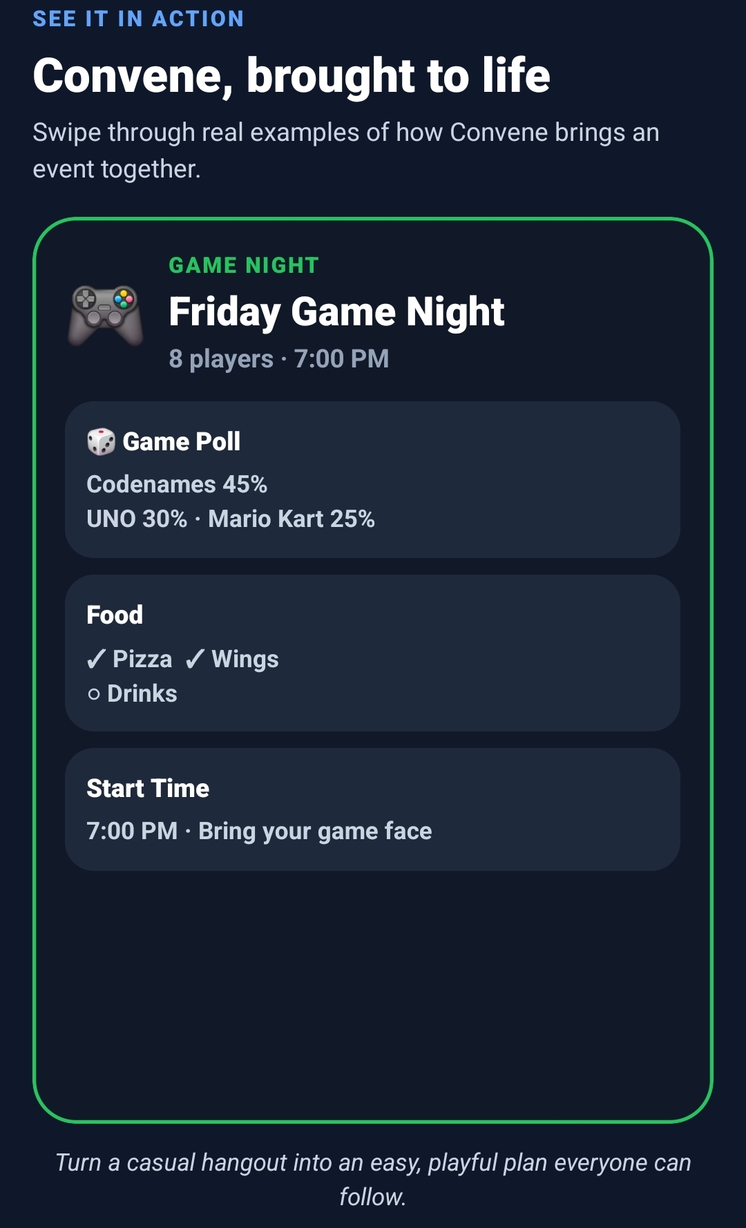 Convene example: Game night