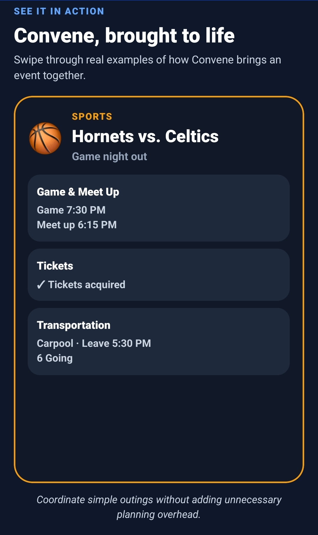 Convene example: Sports outing