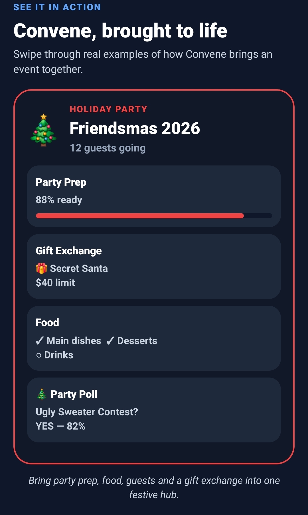 Convene example: Holiday gathering